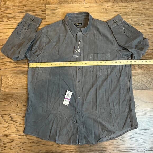 Club Room XXL Gray Corduroy Button Down Long Sleeve Casual Shirt New - Picture 4 of 6